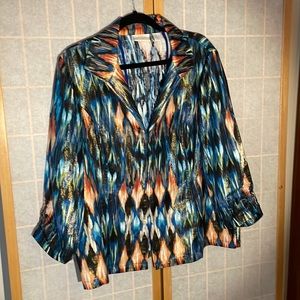 Chicos Shiney Colorful Blazer With 3/4 Sleeves Size 3 (XL)